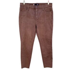 Kut From The Kloth Donna High Rise Fab Ab Ankle Skinny Brown Suede Raw Hem Pants